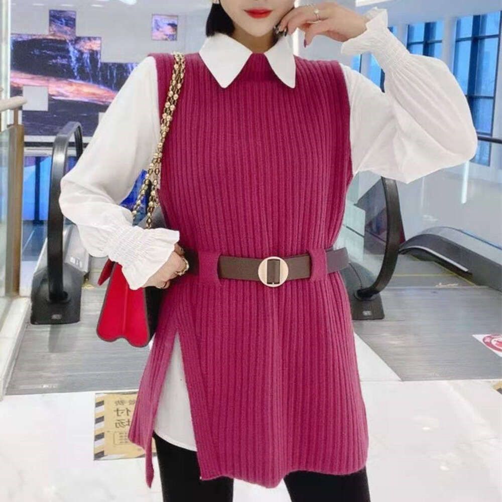 Rose Red Shirt+Vest Two-Piece Set