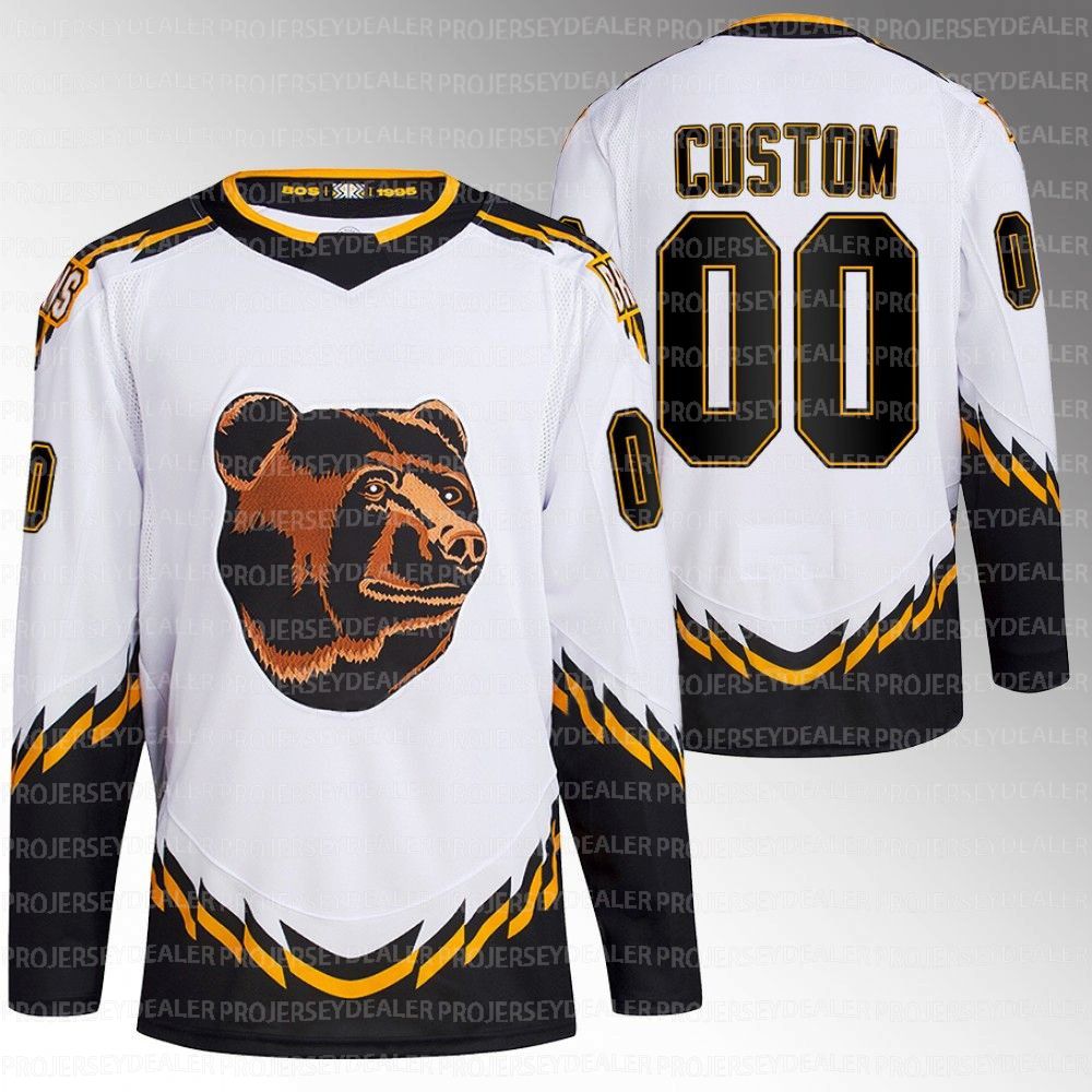 Custom 100th Centennial 2023-24 Boston Bruins White Jersey