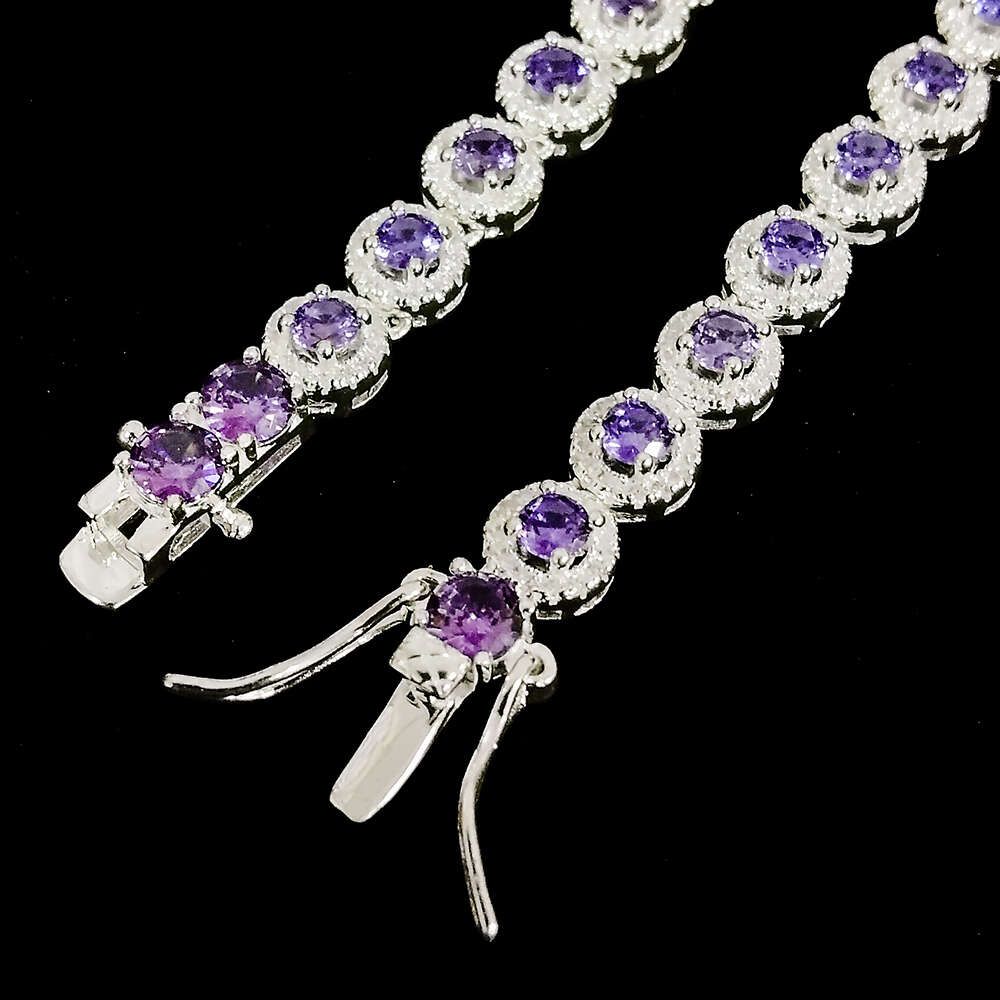 Silver+purple Cz-8inch - Bracelet