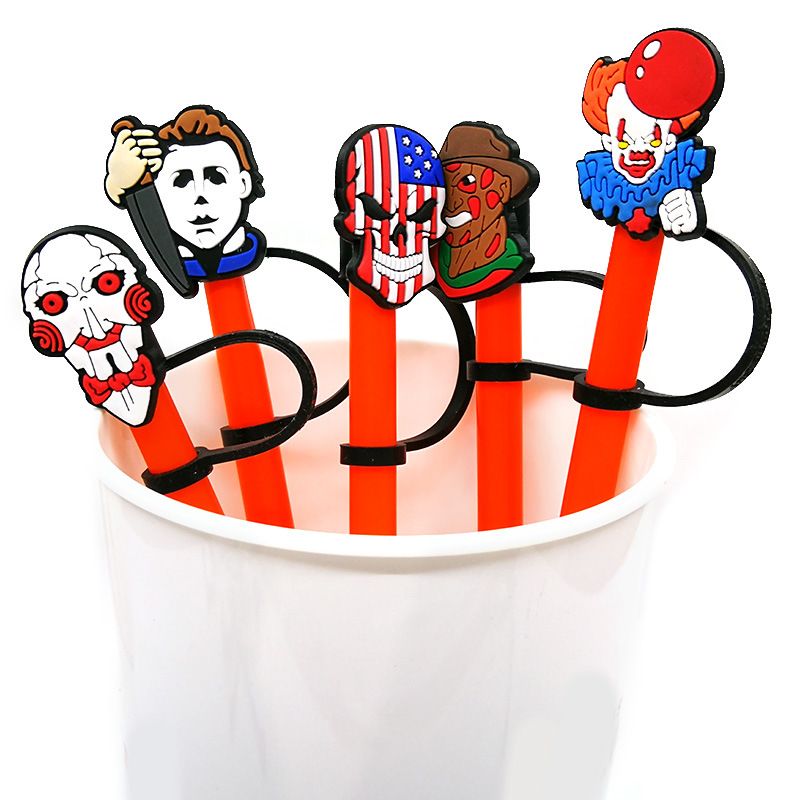 Horror Halloween Movies Straw Topper Charms Silicone Straw Cover Topper  Cartoon Reusable Straw Charms From Livelovelaught, $0.32