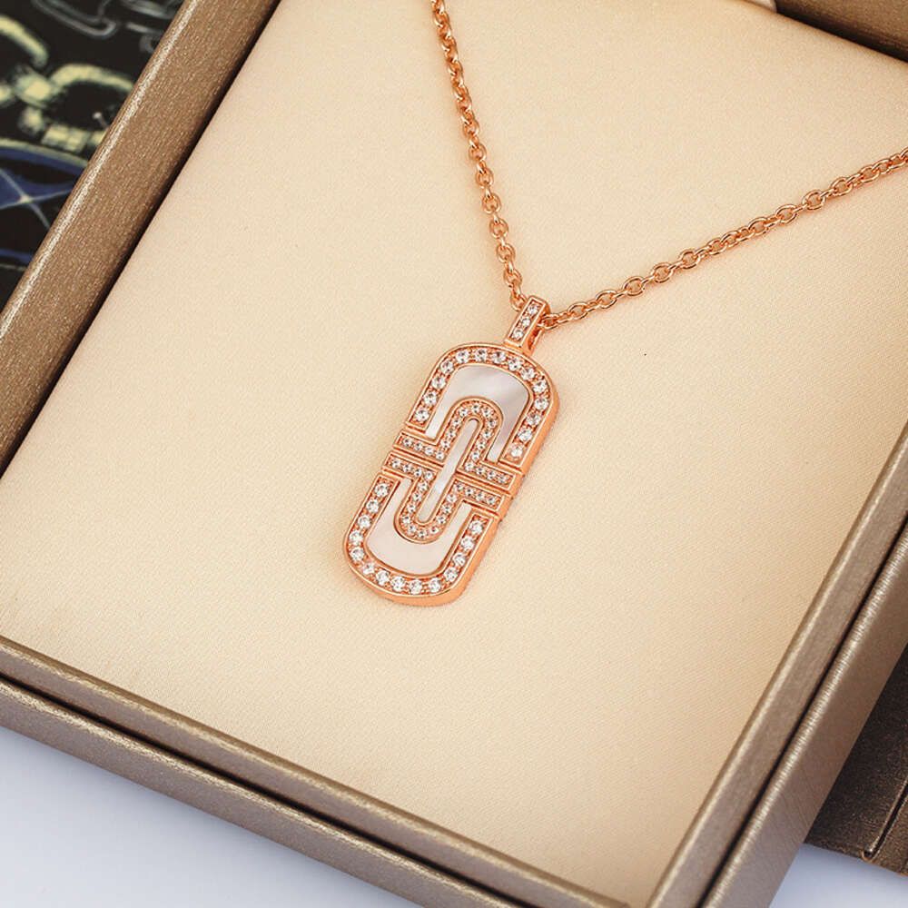 Rose Gold. Paper Clip Shell Necklace