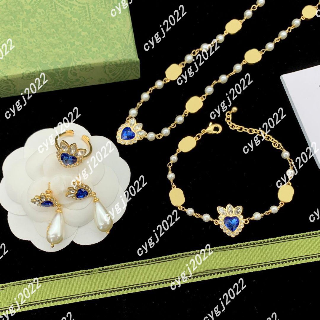 01--gold blue heart necklace