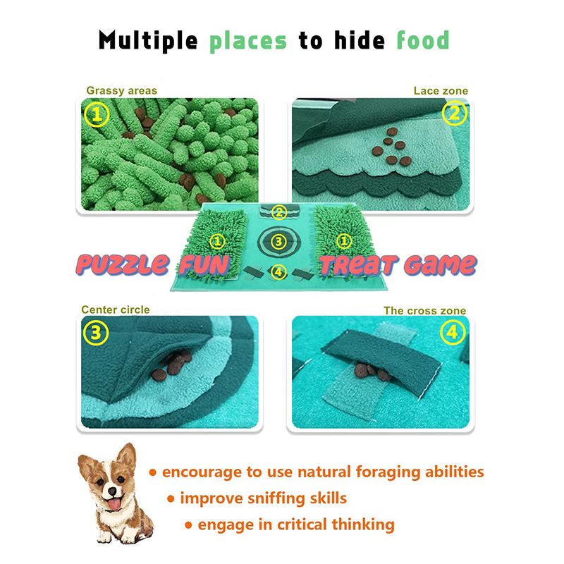 Benepaw Durable Dog Snuffle Mat Puppy Sniffing Puzzle Toys Interactive  Nonslip Pet Feeding Mat Portable Squeaky Slow Feeder