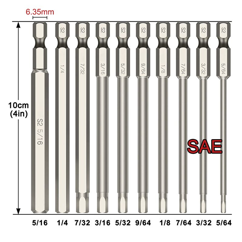 10pc 100 mm sae pouce