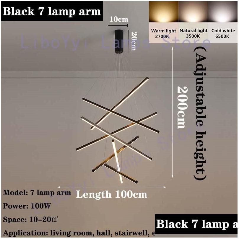 7 Lamp Arm Black Lamp Body Cold White