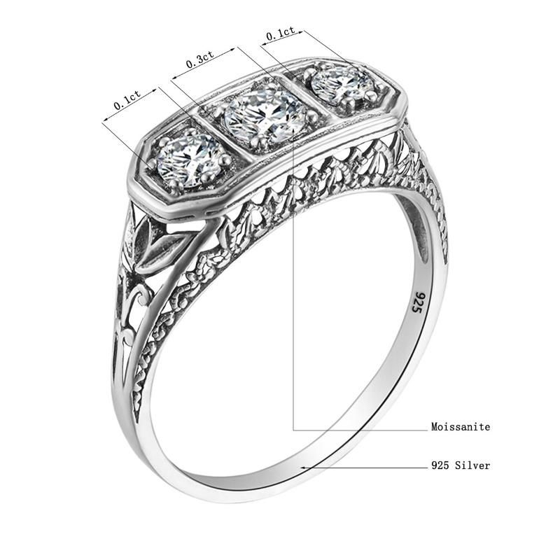 الصين 3pcs الذهب الأبيض moissanite