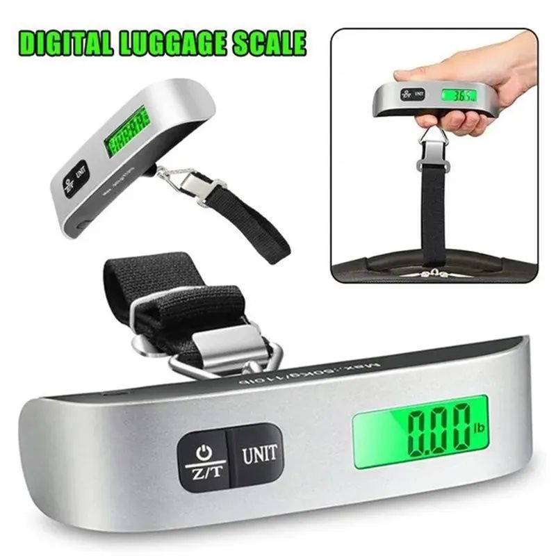 110lb/50kg Portable Digital Luggage Scale LCD Display Backlight Baggage  Scale Electronic Hanging Travel Suitcase Luggage Scales