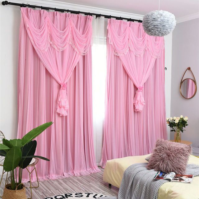 pink curtain tulle