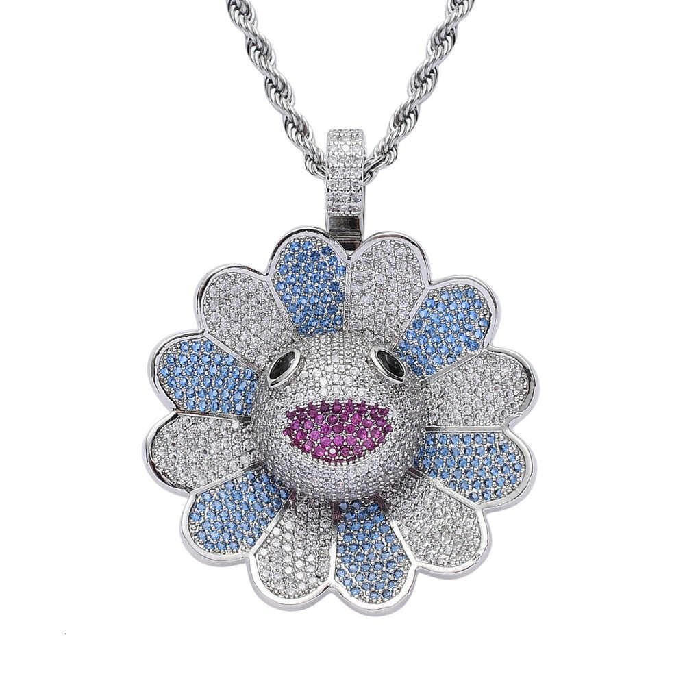 Blue White Flower Platinum + Stainless