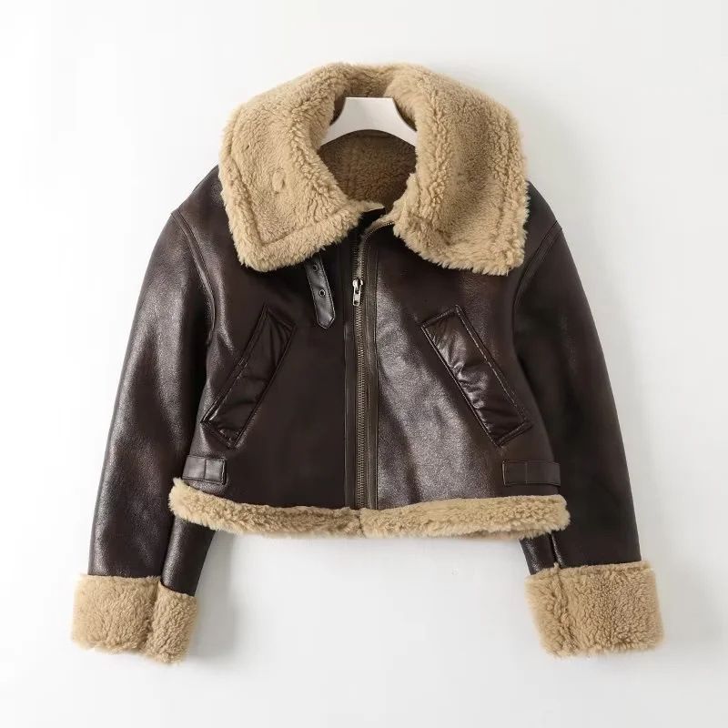 brown shearling coat