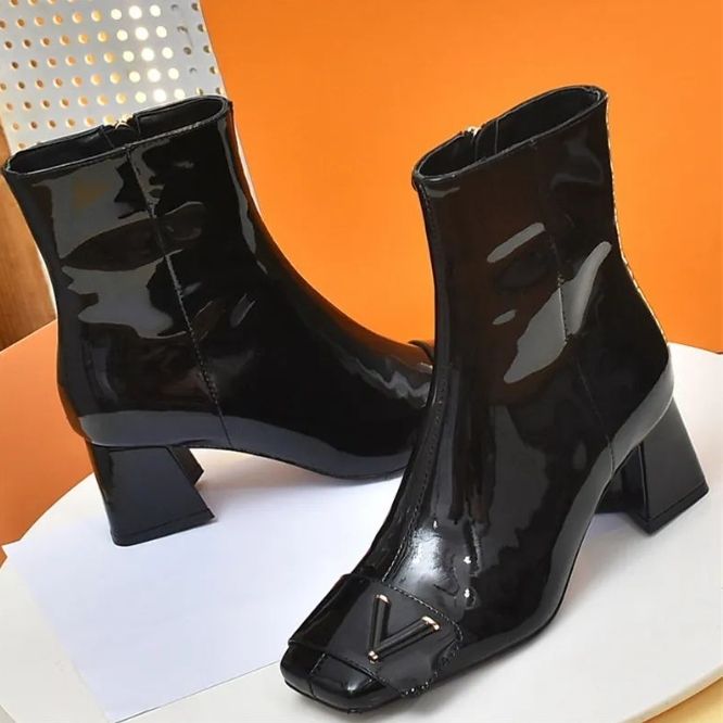 Women Ankle Boots Shake Ankle BootClassic Prints Cowskin Leather Booties  Designer Shake Boot 5.5CM Chunky Heels Square Toe Black Party Shoes From  Mituan_clothes, $68.25