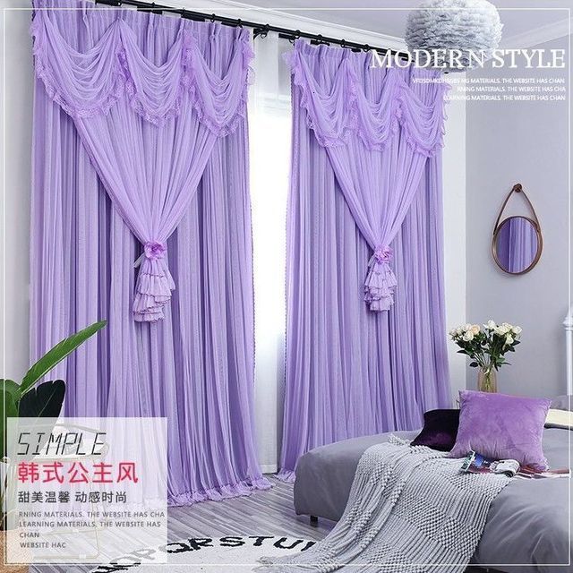 purple curtain tulle