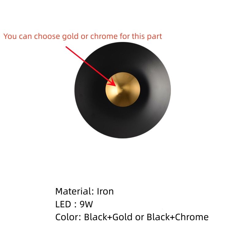 Czarna środkowa średnica złota 30 cm ciepła
