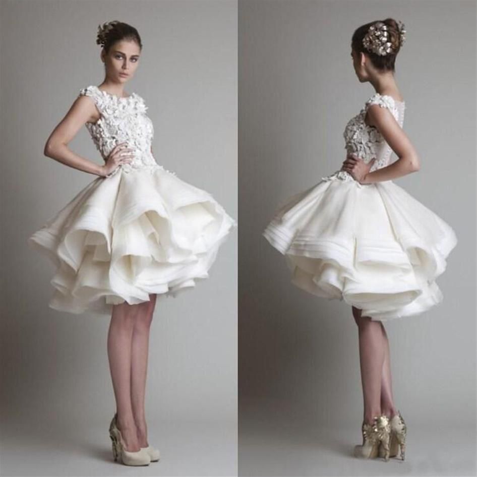 Krikor Jabotian Vestidos De Noiva De Renda Curta 2019 Mangas Boné Bateau  Sem Costas Na Altura Do Joelho Uma Linha Chiffon Praia Vestidos De  Noiva308t De Wedswty998, $781,86