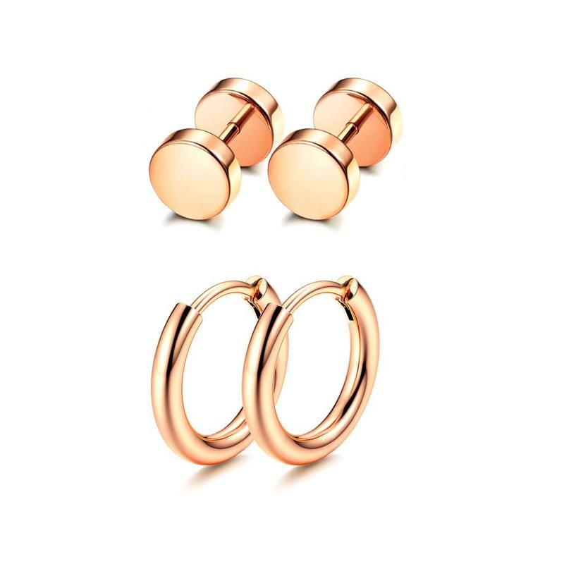 8mm 2 Pairs Set Rosegold