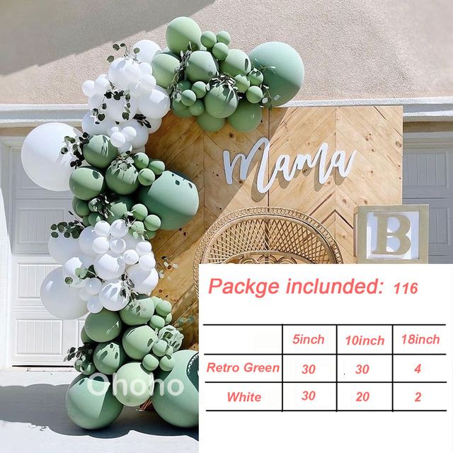 116pcs Green White-as Picture