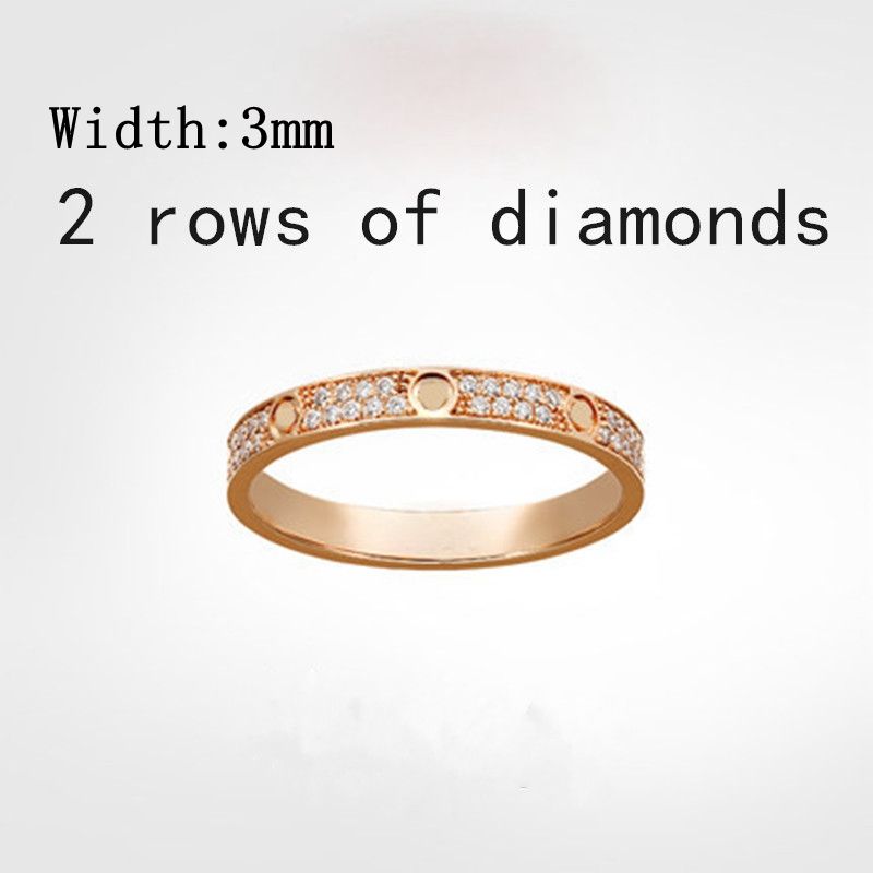 Rose Gold 2 Rows Diamond 3mm