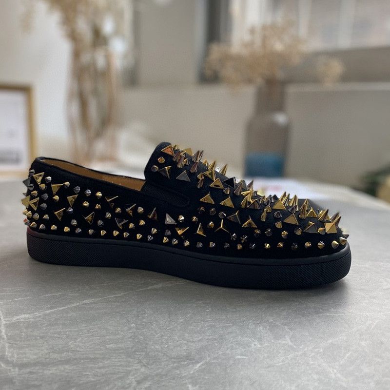 Luxury Designer Casual Shoes For Sale Red Sole Low Tops Flat Spikes Flats  Black Blue Suede Silver Diamond Men Women Prom Wedding Shoe Sneakers With  Dust Bag From Goat_sneaker, $50.36