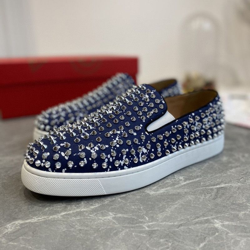 Luxury Designer Casual Shoes For Sale Red Sole Low Tops Flat Spikes Flats  Black Blue Suede Silver Diamond Men Women Prom Wedding Shoe Sneakers With  Dust Bag From Goat_sneaker, $50.36