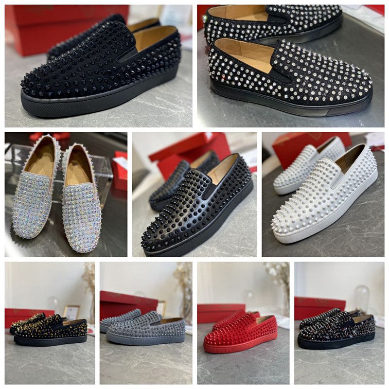 Luxury Designer Casual Shoes For Sale Red Sole Low Tops Flat Spikes Flats  Black Blue Suede Silver Diamond Men Women Prom Wedding Shoe Sneakers With  Dust Bag From Goat_sneaker, $50.36