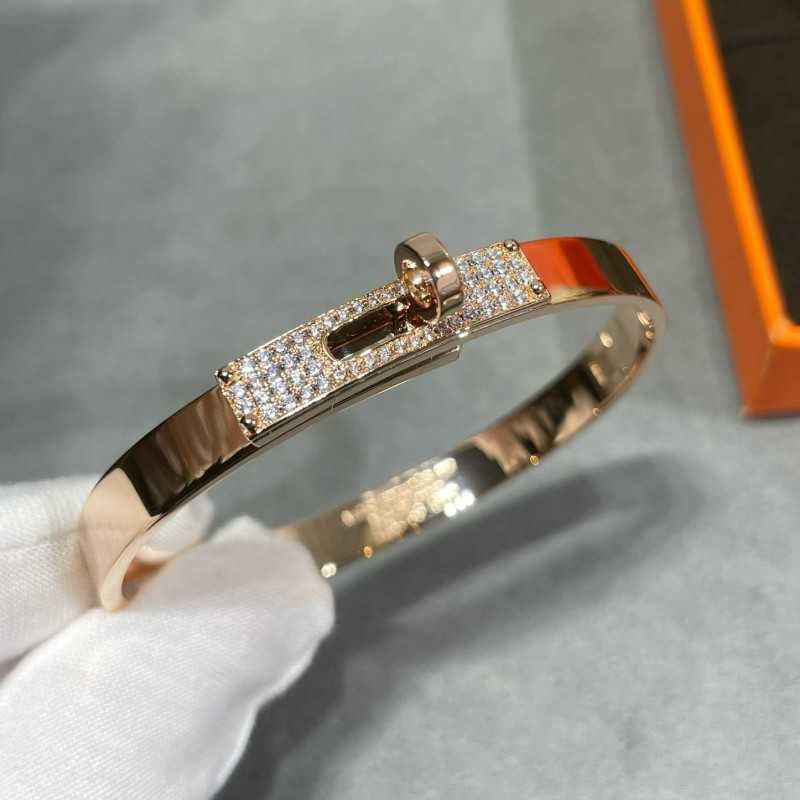 bracelet bouton demi-diamant en or rose