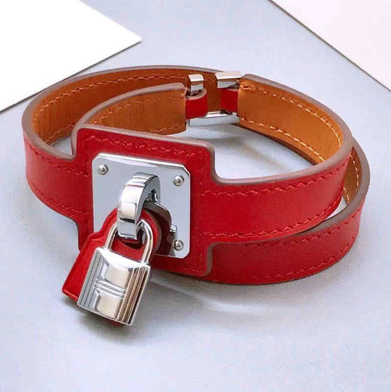 Silver Lock+red Leather