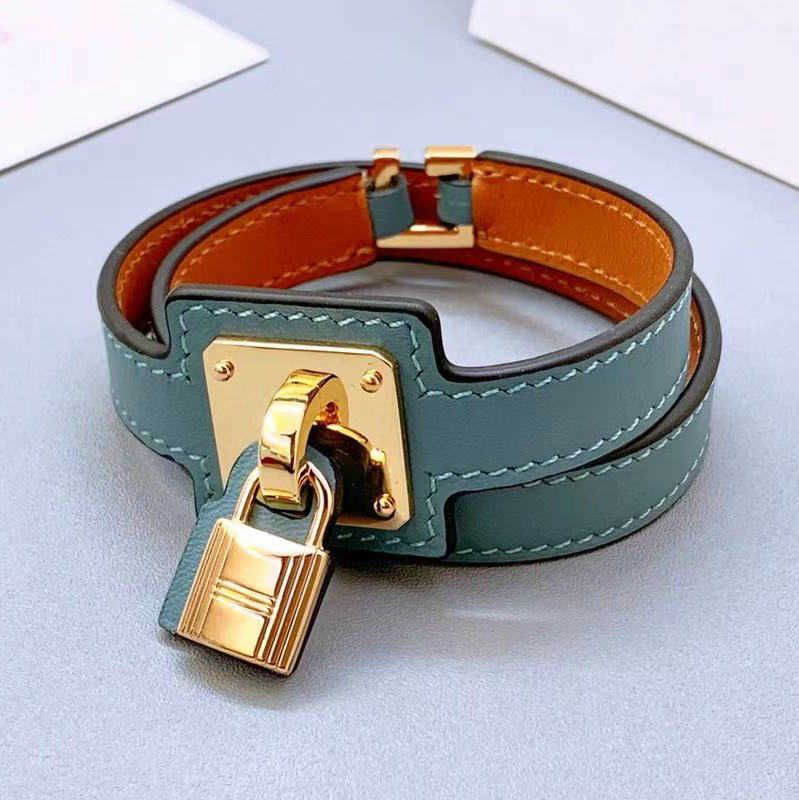 Gold Lock+light Blue Leather