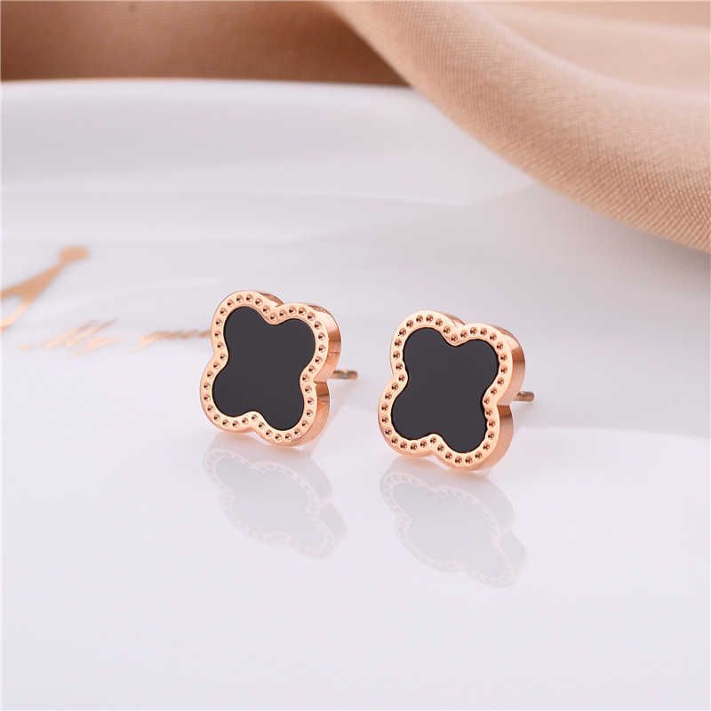 6603 Black Four Leaf Clover Earrings R