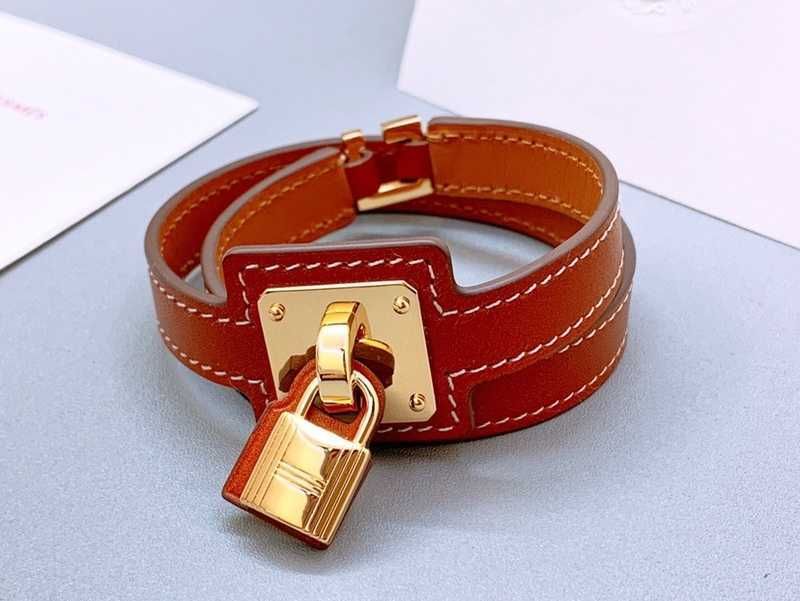 Gold Lock+brown Leather