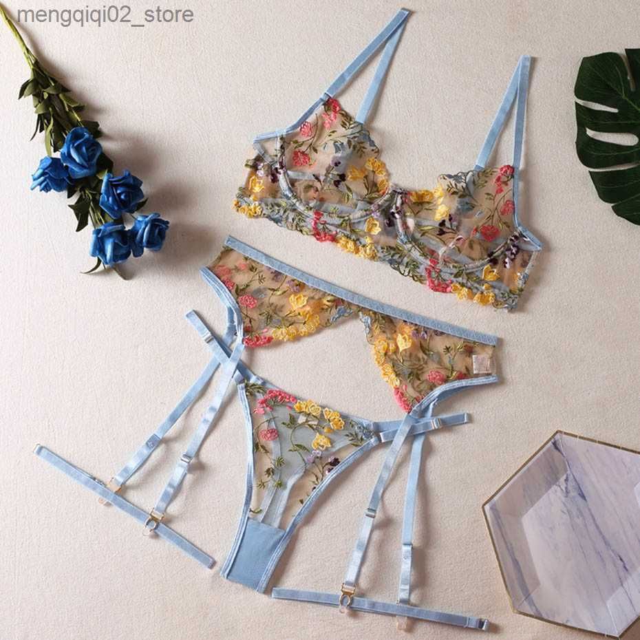 blue sexy bra sets