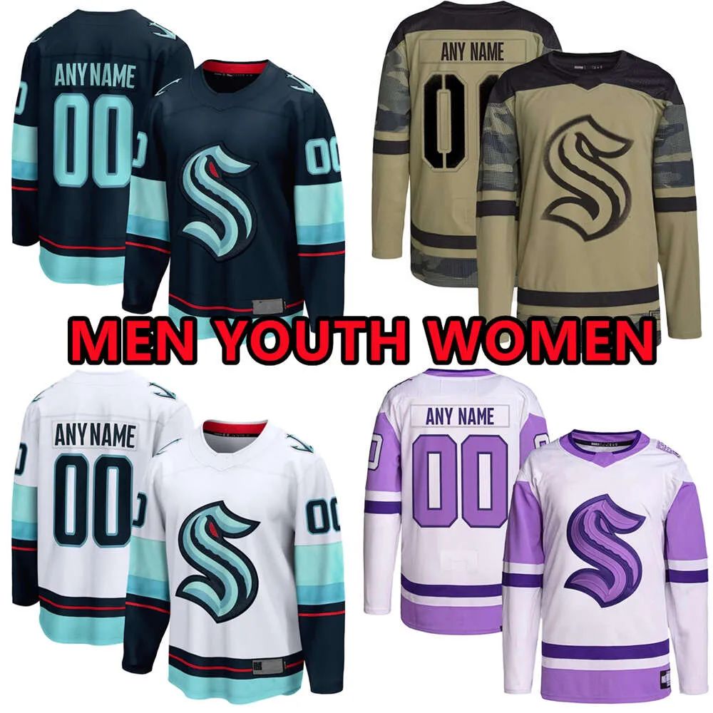 Seattle Hockey Jersey Men EBERLE #7 TANEV#13 KRAKEN #21 GRUBAUER KRAKEN #32  GOURDE #37 GEEKIE #67 Retro Women Luxury Brand Youth