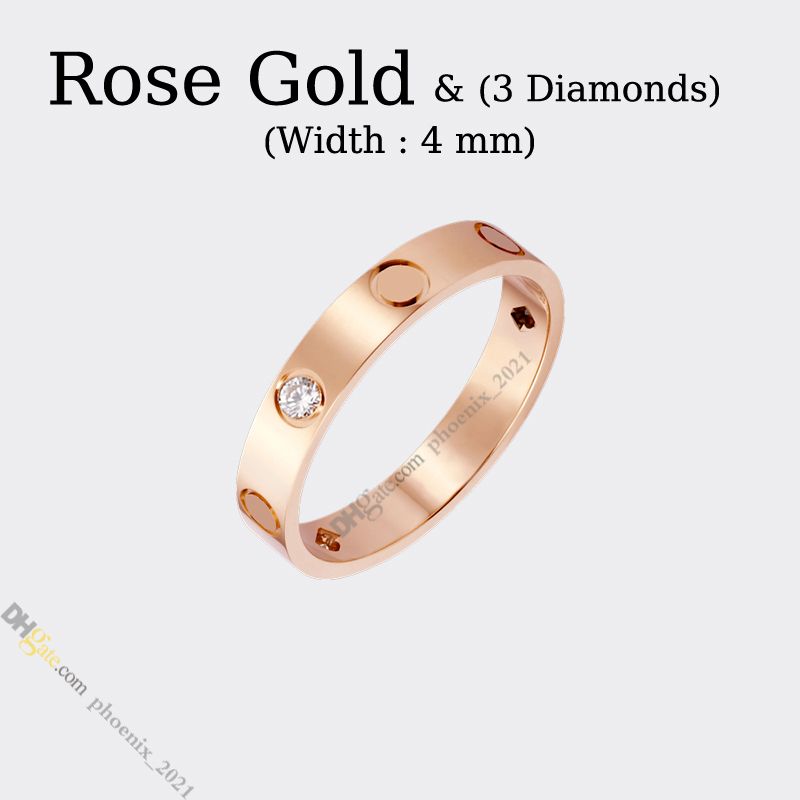 Różowe złoto (4 mm) -3 diamenty