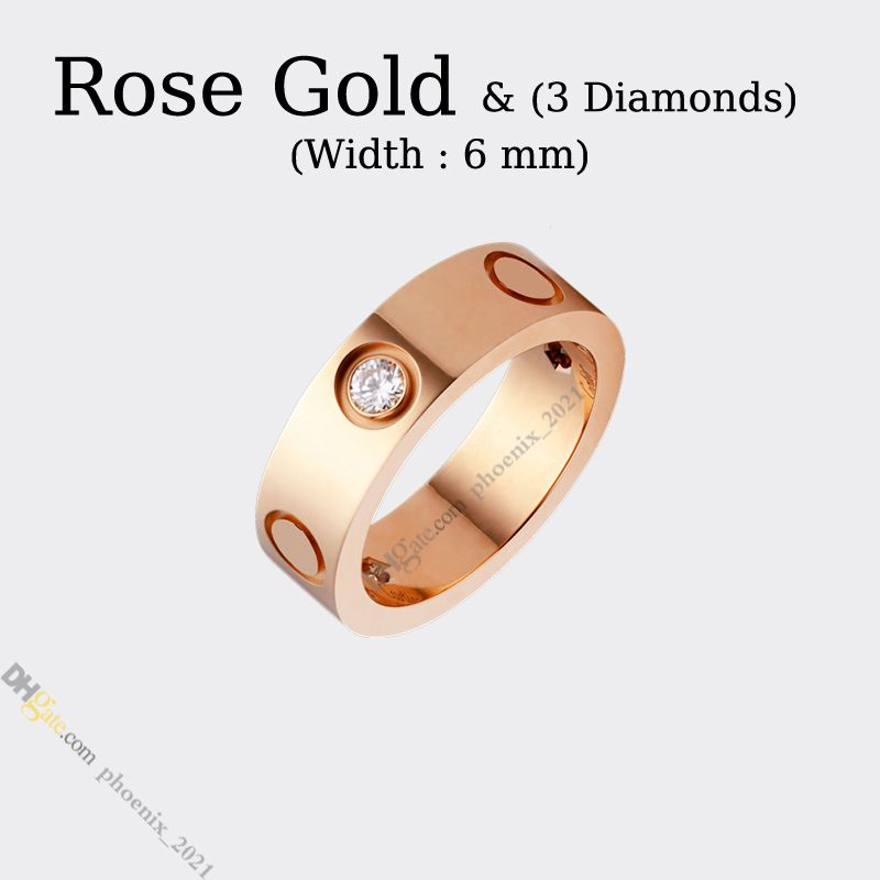 Różowe złoto (6 mm) -3 diamenty