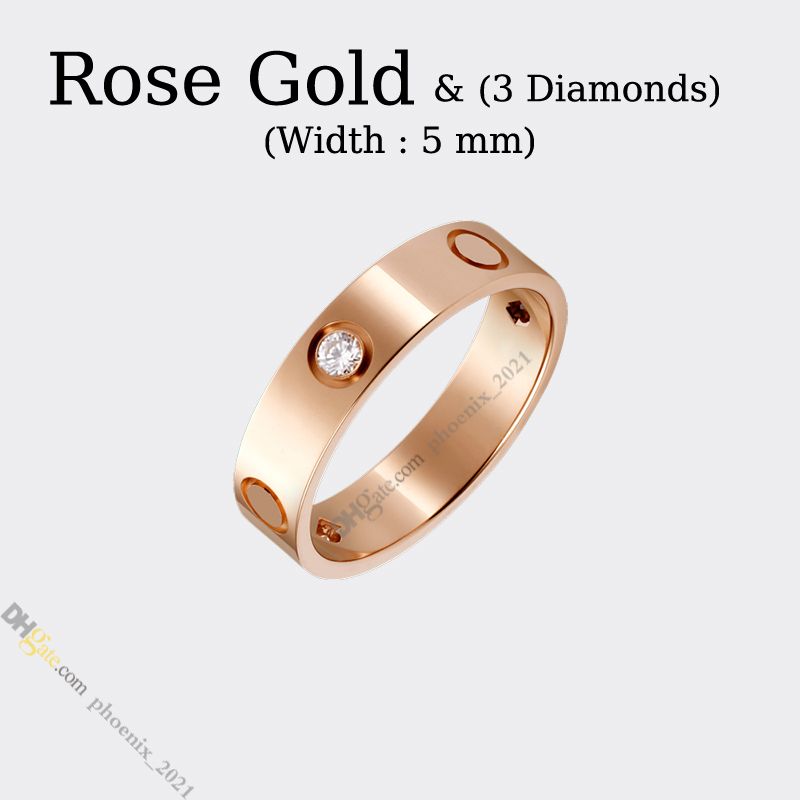 Różowe złoto (5 mm) -3 diamenty