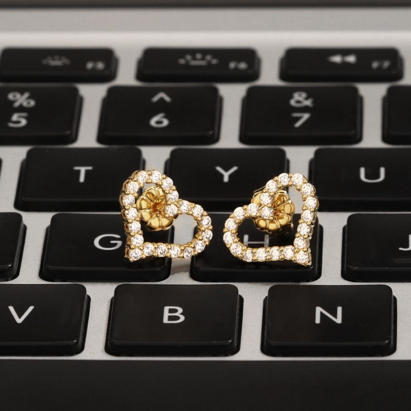 16#gold Heart Earrings