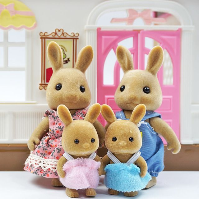 Famille de lapin marron