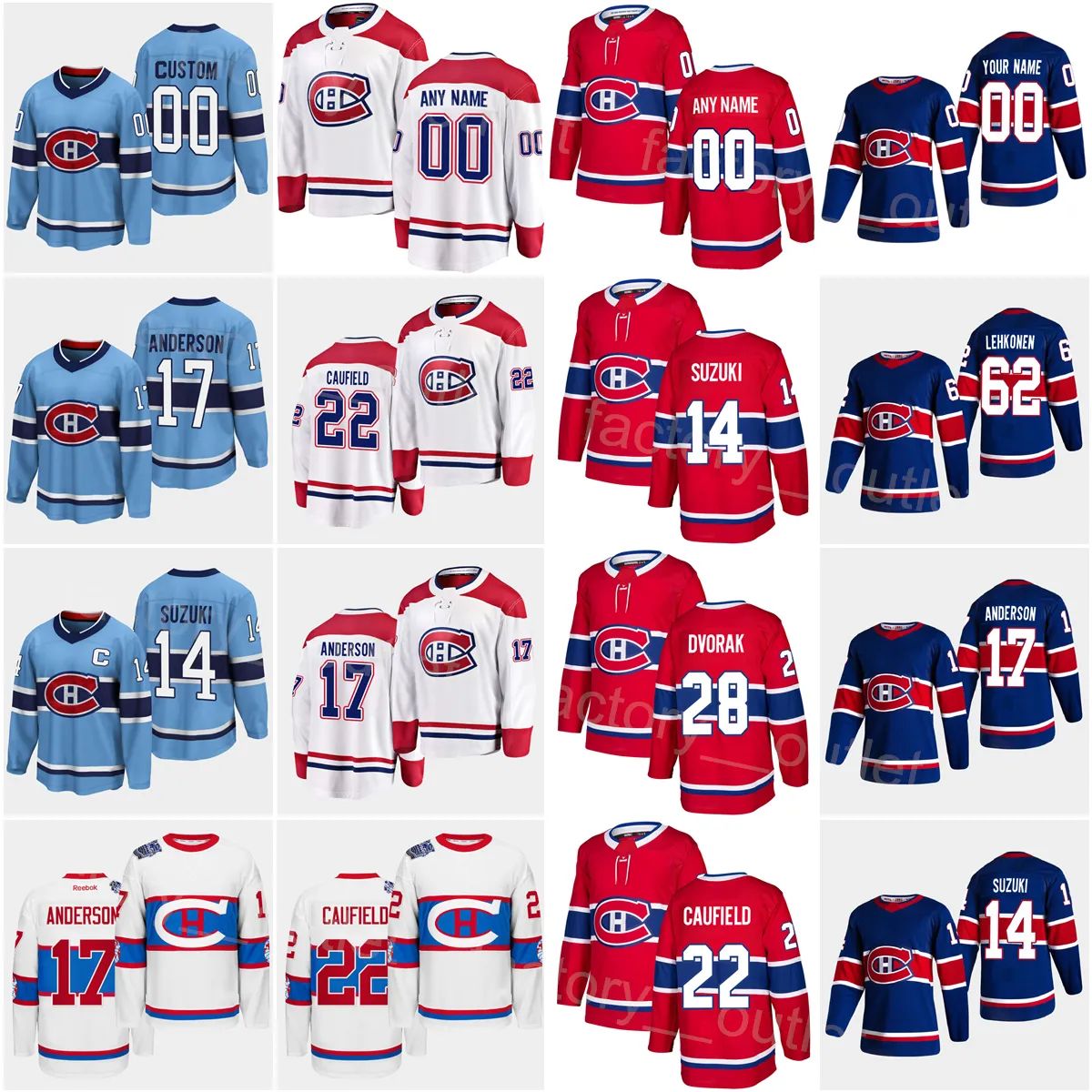 Montreal Hockey Canadiens 22 Cole Caufield Jersey 20 Juraj