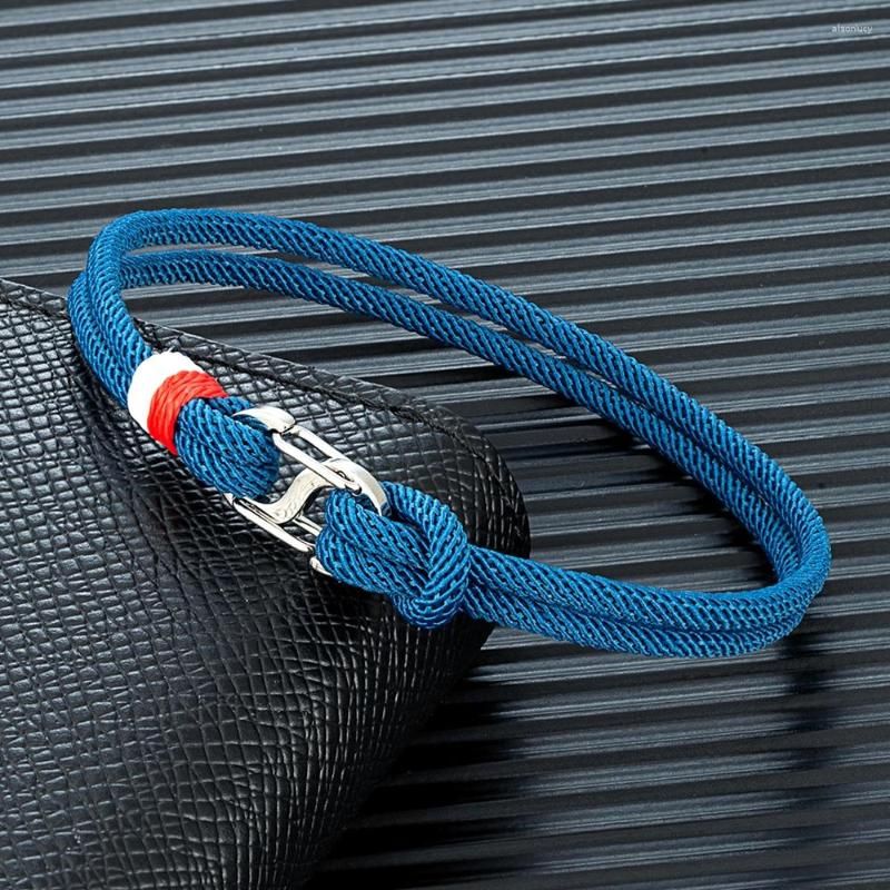 Bracelet cordon tressé bleu marine - Cadeau original pour homme.