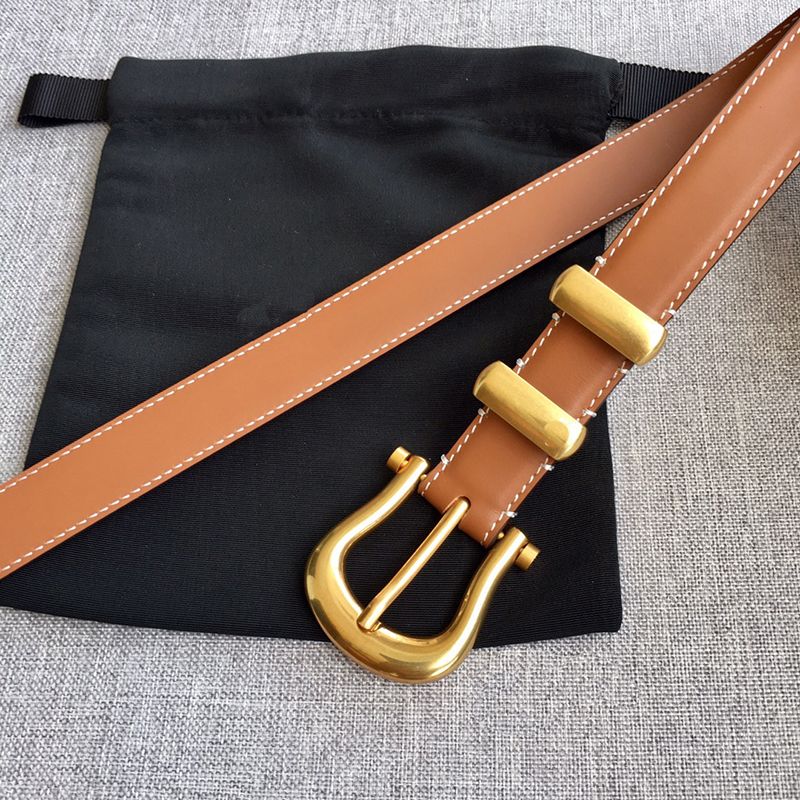 5# 2.5cm gold buckle brown belt