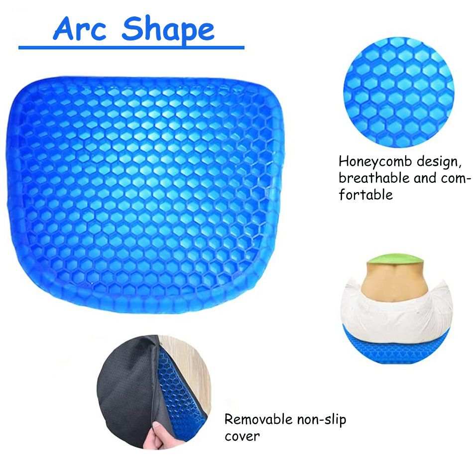 Gel Seat Cushion,Car Or Office Chair Seat Cushion,for Pressure Relief  Pain,with Non-Slip Cover,Thickened Double Honeycomb Breathable Design,Blue