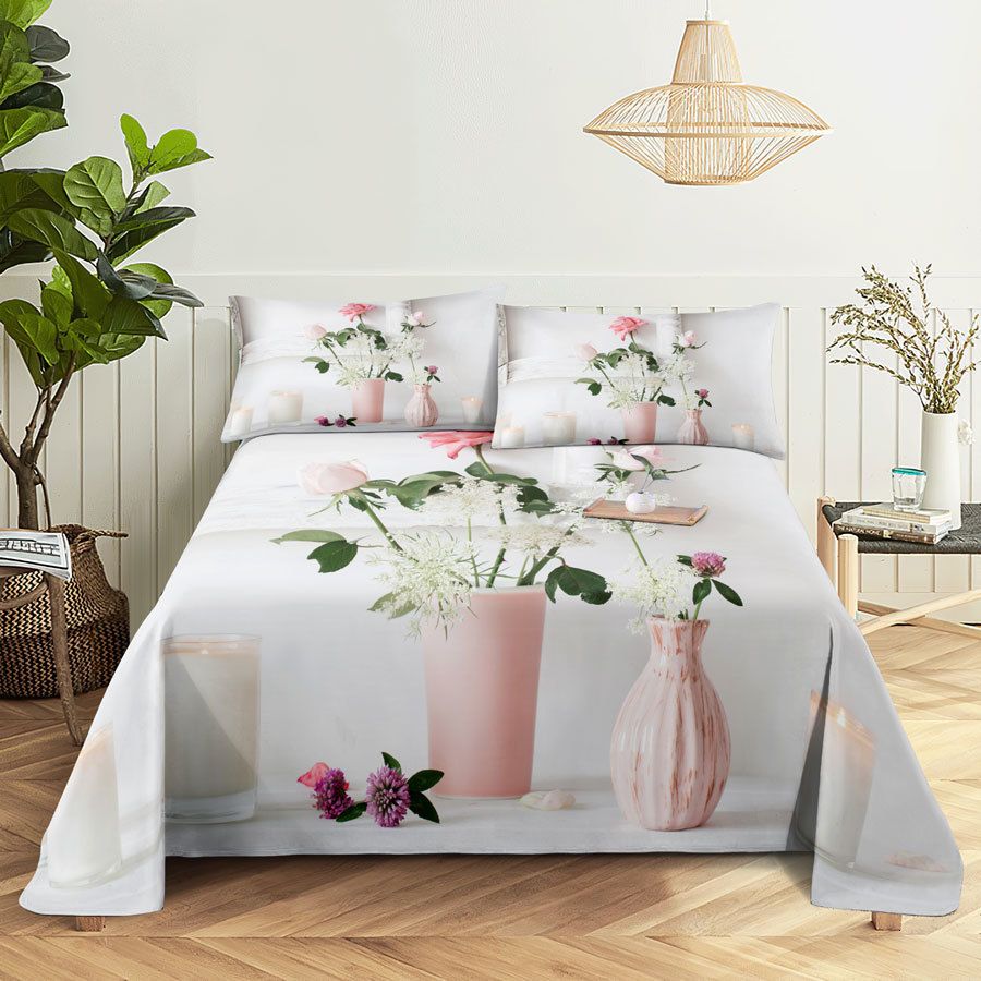 drap de lit rose 23