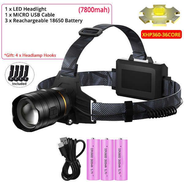 Xhp360 7800mah-Zoom Headlamp