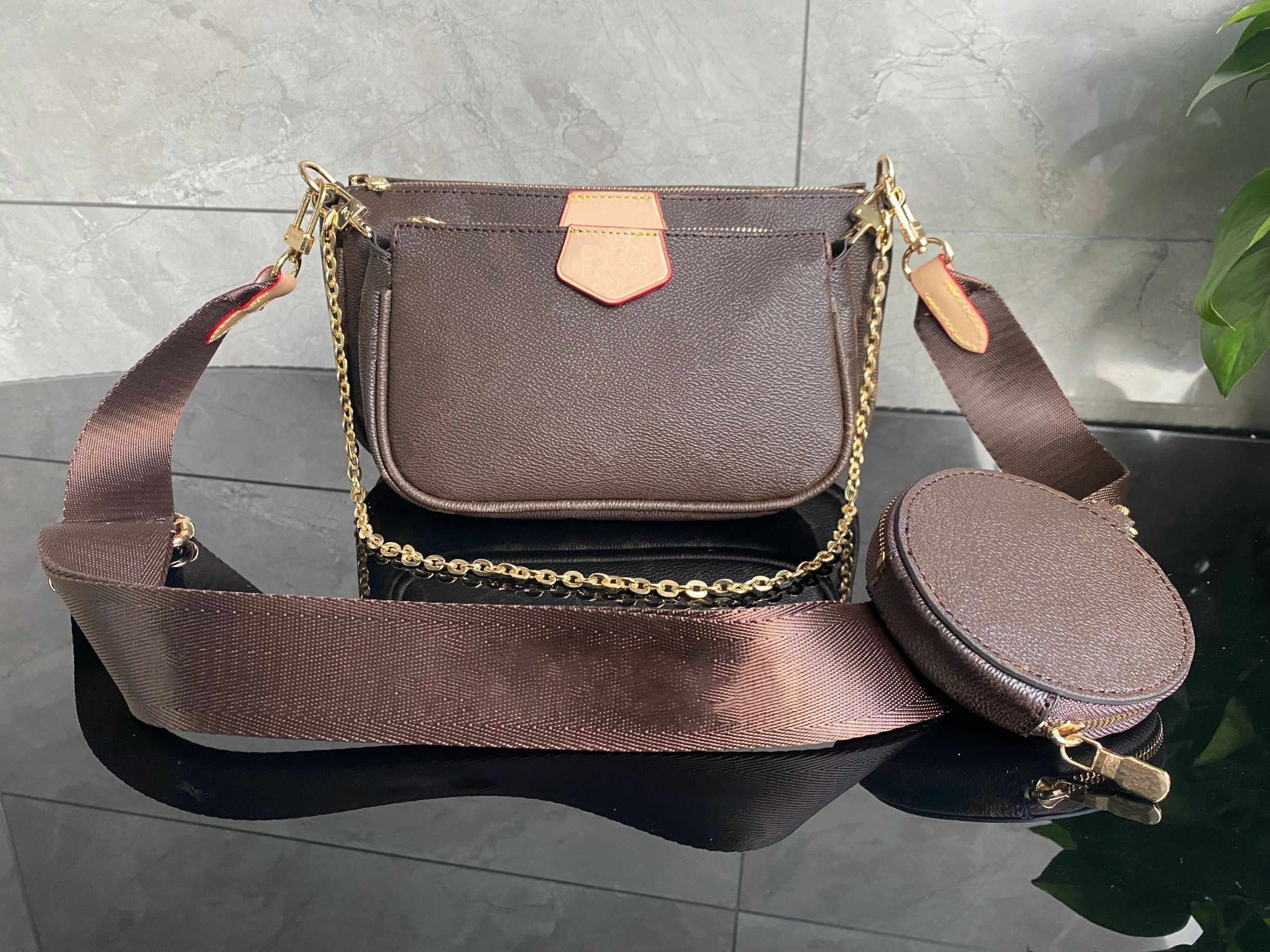 Brown shoulder strap