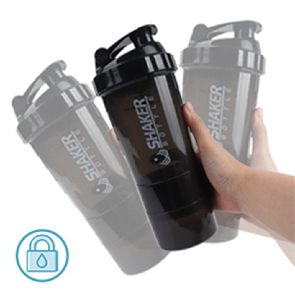 3 Layers Shaker Protein Bottle Powder Shake Cup Water Bottle Plastic Mixing  Cup Body Building Exercise Bottle