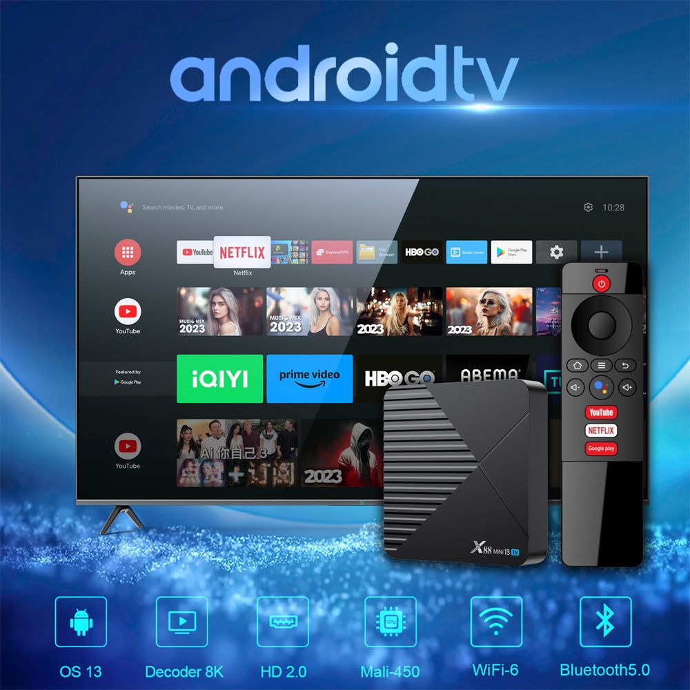 Compre X88 Pro 13 4GB+64GB 8K Ultra HD TV Box Mini Android 13.0 Smart TV Box  Com Controle Remoto - Plugue Nos Eua da China