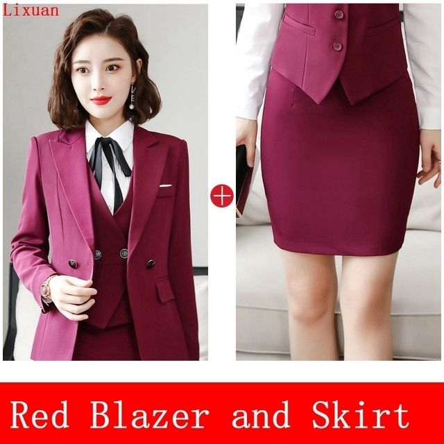 red blazer skirt
