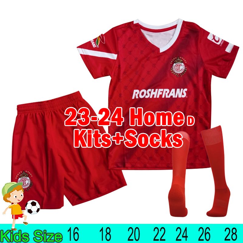 tuoluka 23-24 Home kits infantis + meias vermelhas