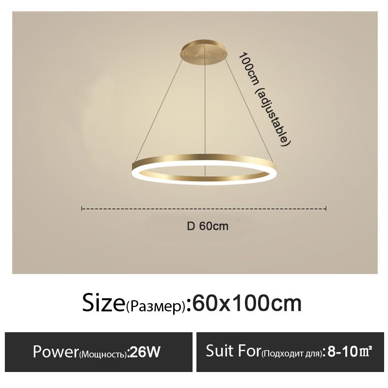 D60 x H100cm Gold lamp body White light