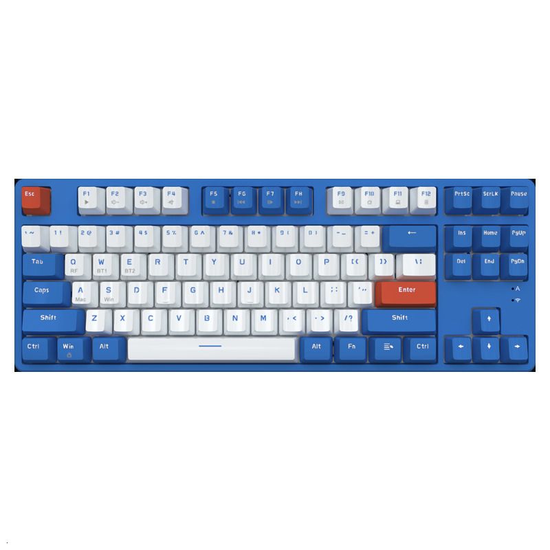 Blaue Tastatur – roter Schalter