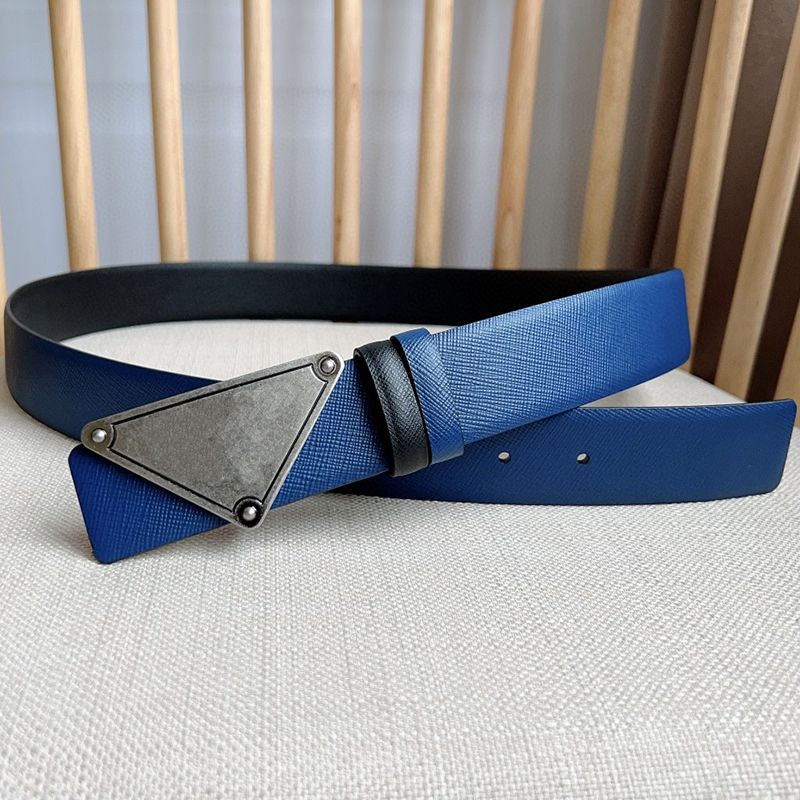 6 # 3,5 cm zilveren gesp Blauwe riem